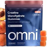 Creatine Monohydrate Gummies for Women & Men - Supports Muscle Growth, Recovery & Brain Function - Convenient & Easy to Take - Great Tasting Peach Flavor - 1g per Gummy, Low Sugar - 90 Count