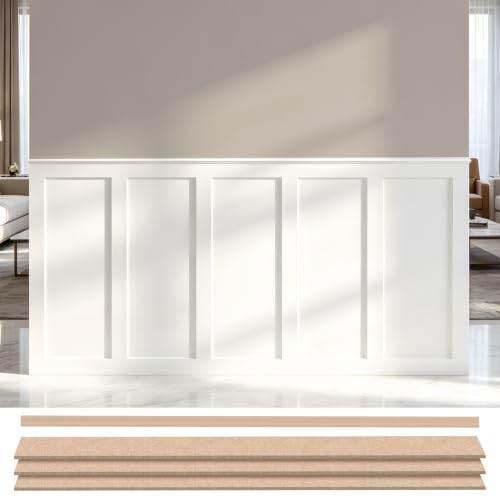 Premade Board and Batten Wainscoting Kit, Paintable MDF Accent Wall Panels with Molding Trim, DIY Wall Paneling Kit for Bedroom, Living Room, Hallway, Entryway, Covers 94.5 x 54 in(35.4 Sq.Ft)