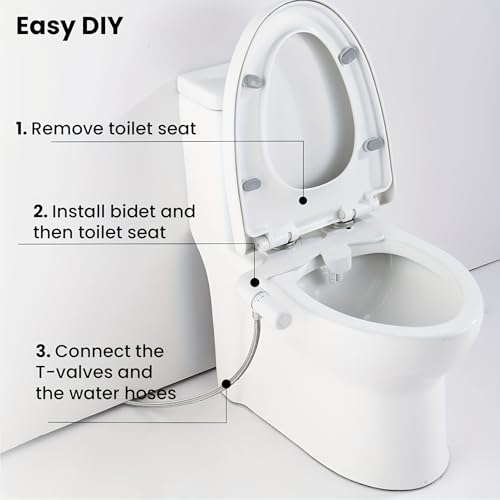 Image of Ultra-Slim Bidet Toilet Attachment, Self-Cleaning Retractable Dual Nozzle (Rear & Feminine Wash), Non-Electric Bidet for Toilet with Adjustable Water Pressure, No Seat Gap, Easy DIY Install (White)