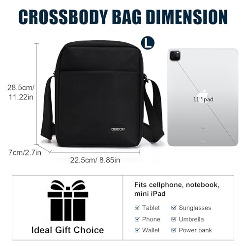 OSOCE Messenger Bag, Crossbody Bag Shoulder Bag for Men Water Resistant Man Bag Man Purse for Business Office, L