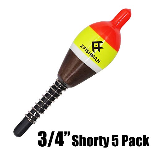 XFISHMAN Balsa Fishing Floaters Spring Bobbers Fishing Kit Tackle Floats Assortment for Crappie Panfish Walleyes (3/4" Shorty 5 Pack) - Thumbnail 5