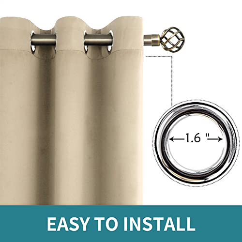 Bgment Room Darkening Curtains 63 Inches Long - Grommet Thermal Insulated Drapes Window Treatment Curtains For Bedroom, 2 Panels, 42 X 63 Inch, Beige #TOP4
