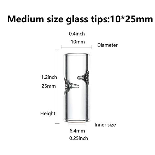 Premium Medium Size Glass Filter Tips,Reusable Rolling Filter Tipss,Great For Medium Hand Roll,Pack Of 15(10 * 25Mm,Round Mouth) #TOP2