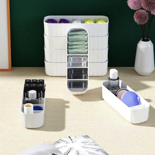 Image of PIXERDOT Pack of 4 - WHITE | Socks & Cloths Organizer For Wardrobe and Drawer, Innerwear, Undergarments, Bra, Panty, Hankerchief and Hosiery Organiser for Wardrobes, Drawers and Cupboards