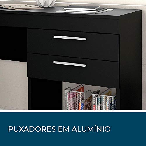 Mesa Escrivaninha Office 2 Gavetas Preto Notável Móveis