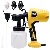 Electric Paint Sprayer – 500W HVLP Spray Gun with 3 Nozzles, Viscosity Cup &...