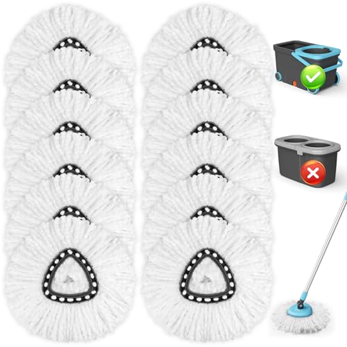 JTIEO 12 Pack Mop Head Replacement Compatible with O Cedar Spin Mop, Microfiber Spin Mop Heads Replacements for EasyWring System, Deep Cleaning & Machine Washable