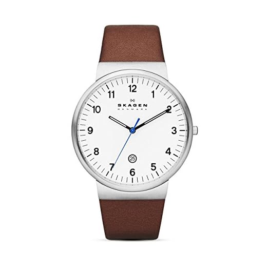 Skagen Men's Ancher Quartz Stainless Steel and Leather Watch Color: Silver, Brown (Model: SKW6082)