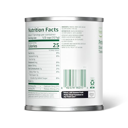 Amazon Fresh, Petite Diced Tomatoes, 28 Oz (Previously Happy Belly, Packaging May Vary)