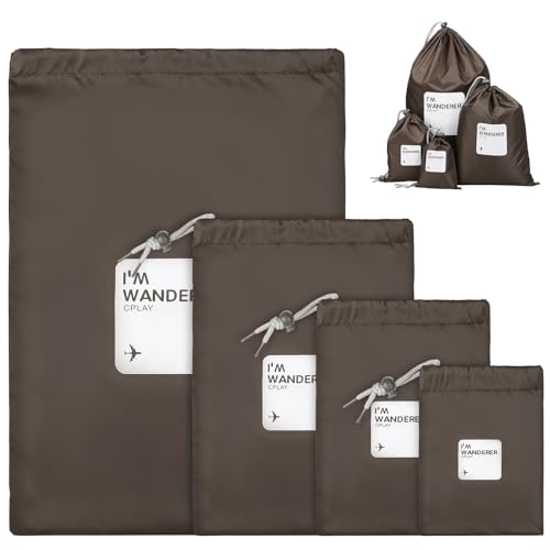 Vorcool 4 Pezzi Sacchetti Con Coulisse Impermeabile Nylon Borsa Borsa Borsa Borsa Borsa Borsa Borsa Borsa Borsa Misura Xs/S/M/L (Caffè)