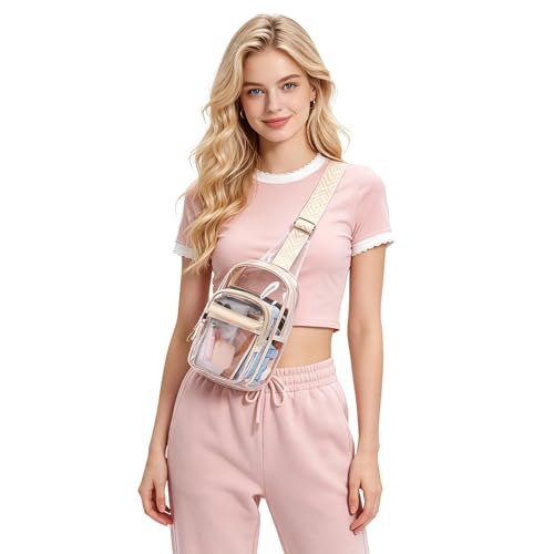 Image of TINYAT Clear Sling Bag Stadium Approved Transparent Bag Crossbody Casual Shoulder Chest Bag for Men Women,T9060