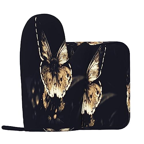 ali farfalla Guanti Da Forno E Pentola Supporti Resistente Al Calore 2 pz Set BBQ Guanti E Pastiglie Per Cottura Cottura Grigliare