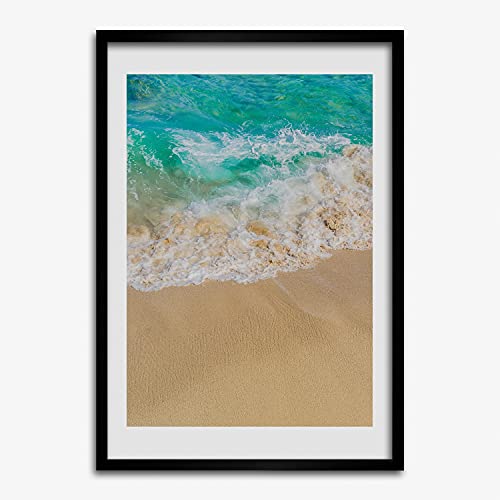Peinture plage et mer Tulup avec cadre en bois 50x70 cm pour habiller un mur vide