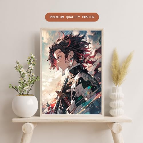 Image of Tanjiro Kamado Poster | Demon Slayer Anime - kimetsu no yaiba | Laminated | For Wall, Office and Home Decor | A3 and A4 Sizes (A4 Medium, 2)