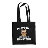 Fashionalarm Stoffbeutel - Platz da! Ich muss hamstern. | Fun Beutel Baumwoll-Tasche mit Spruch Hamsterkäufe 2020 COVID-19 Corona-Satire Virus, Schwarz One Size