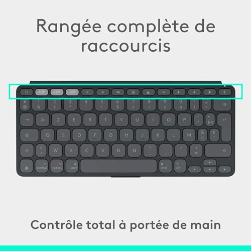 Logitech Keys-to-Go 2, Clavier sans Fil Portable pour iPad avec Protection intégrée, Plat et Compact, iPad, iPhone, Mac et Apple TV, passez Facilement d'un Dispositif à Un Autre, AZERTY FR - Graphite