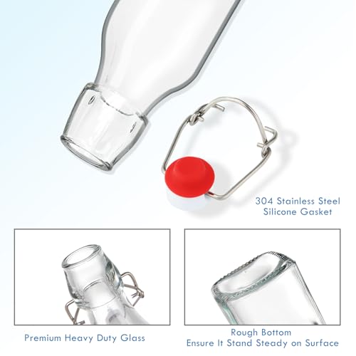 9 Pack 8oz Swing Top Bottles,Flip Top Glass Bottles with Airtight Rubber Seal Flip Caps for Home Brewing Kombucha, Beverages,Oil,Vinegar,Water,Soda,Kefir,Vanilla Extract,Juice,Tea,Limoncello,Beer