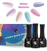 Eiiii Gel Nail Polish Kit Glitter Macaron Set 6 Pcs,DIY Manicure UV/LED Cured Home Use,Rose Pink ...