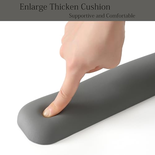 Image of UnivoColors Design-Medium Wave Keyboard Wrist Rest of Medium, Artificial Sheepskin+Memory Foam+Ergonomic+Anti-Slip Gel, Resilience Support During Work and Gaming,Keyboard Accessory,Grey