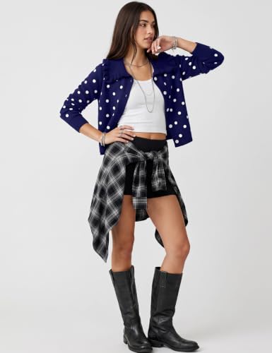 Image of HOCANDY Women Ruffle Collar Cardigan Sweater Preppy Cute Button Up Sweaters