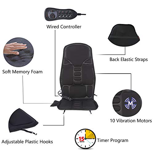 Vibrating-Back-Massager with Heat, Massage-Chair-Pad, Seat Massager Cushion with 10 Vibration Nodes to Release Stress and Fatigue for Home Office Use