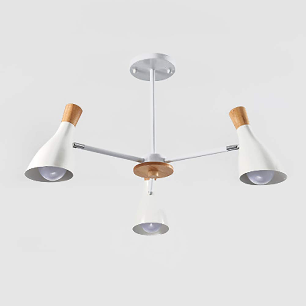 HYJAUSXB Living Room Study Bedroom Dining Room,Atmosphere Creative Wooden Decoration Chandelier,E27 Nordic Simple Log Buttons Chandelier-White. 3 Head