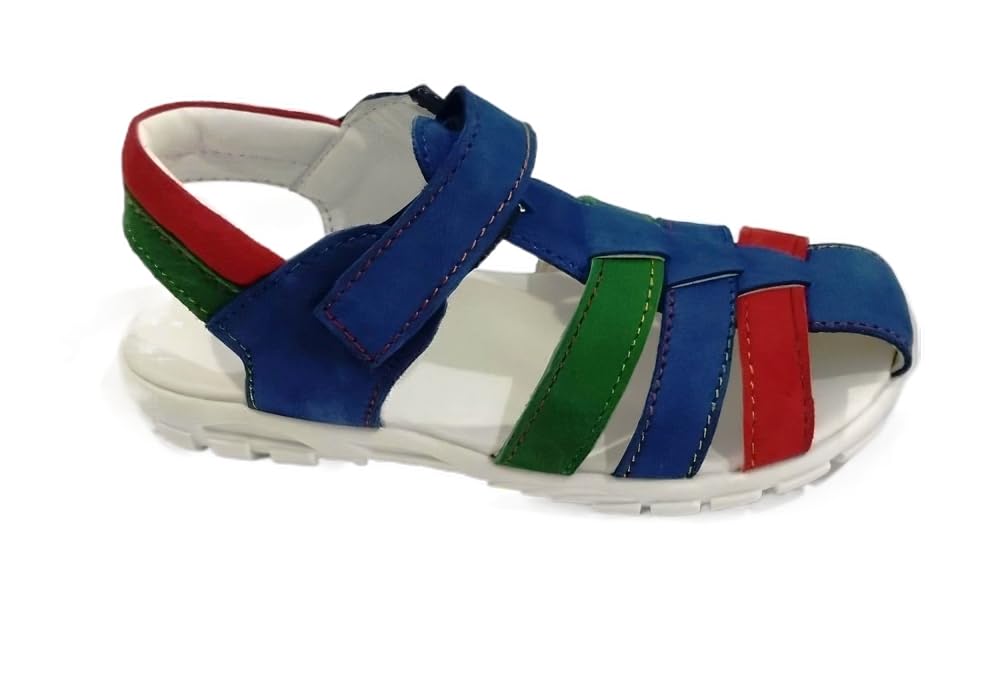 Tuskey Closed Toe Sandals For Boys Genuine Leather Velcro Sandals For Boys 2.5-3 Years, Navy Red (B0CGJBMF9Y) Amazon Price History, Amazon Price Tracker