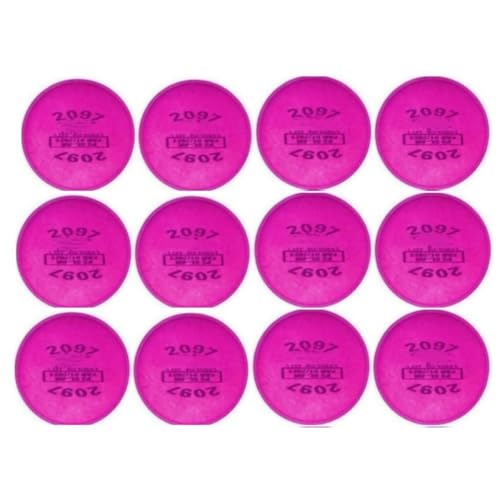 12PCS 2097 Filters for Respirator, BEAUKAU 2097 Filter with Activated Carbon Layer Filter for 6200, 6800, 6502 Respirator for Epoxy Resin, Lead Paint, Asbestos (2097(12 PCS))
