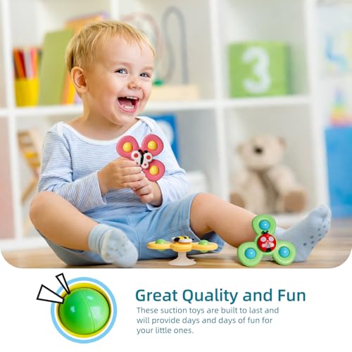image for LiKee Strong Suction Cup Fidget Rotating Sensory Bath Toys for Baby Ch