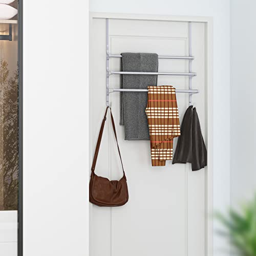 Canyave Over The Door Towel Rack, Triple Towel Storage Holder With Hooks, 19.68 Inches Towel Bar Hanger Towel Racks For Bathroom (Silver) #TOP5