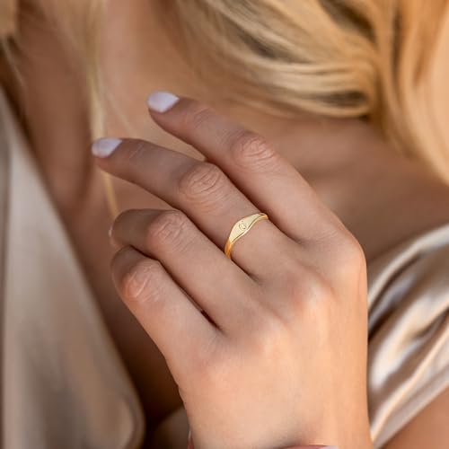 Gold Initial Rings for Women Men - Dainty 14K Gold Plated Signet Rings, Open Adjustable Letter & Heart Ring Gold Jewelry, Birthday Gifts for Women3