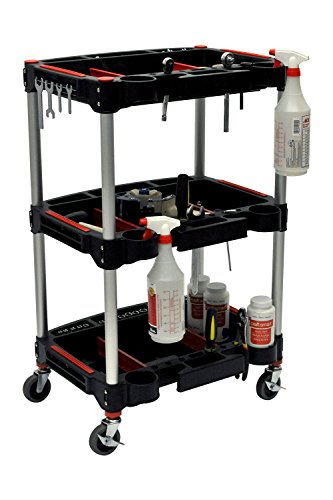 Offex Rolling 3 Shelf Mechanics Tool Storage Utility Cart With 3" Casters - Red/Black #TOP3