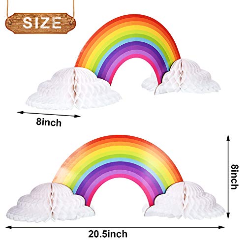WILLBOND 4 Pieces Rainbow Honeycomb Paper Centerpiece Rainbow Party Table Decoration Cloud No Crease Converting Centerpieces for Tables Christmas Birthday Party by WILLBOND - Image 2