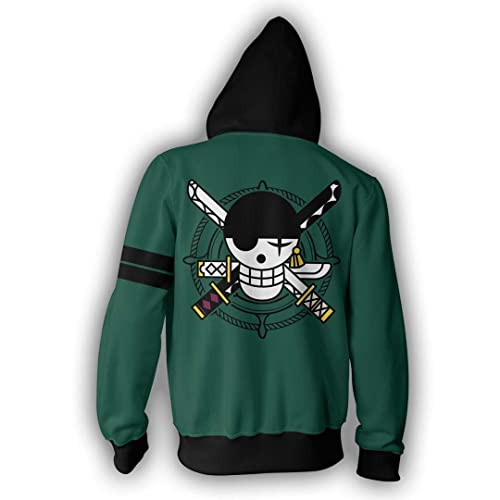 Orlando MR Unisex Pullover Lässiger Kapuzenpullover Hoodie Party Sweatshirt Anime Film Spiel Kapuzen Sweatshirt Oberteile für Jungen Mädchen,Roronoa Zoro,3XL Cover