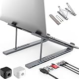8-in-1 USB-C Laptop Stand, 8 in 1 USB C Laptop Docking Station Stand, Universal Laptop Desk Dock with USB c Hub Multiport Adapter, Include 4k Hdmi, 4 USB, PD 100w, SD/TF Card Slots (8-in1)