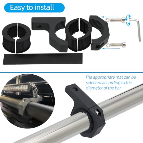 Aluminum Mounting Bracket Kit Tube Clamp 2Pcs 1.37" 1.5" 2" Bullbar Roof Rack Roll Cage Horizontal Bar Clamp Mounting Kit fit for Trucks Car ATV Motorcycle Truck