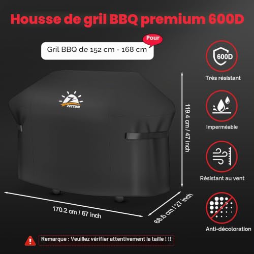 Zettum Housse de barbecue 170 cm - 7108 - Housse de barbecue Exterieur pour barbecue à gaz Summit 400 Series - Bâche de Protection imperméable - Housse pour Weber Summit 470, 420, 2022 Genesis S-325s, – vue 2