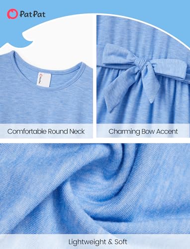Image of PATPAT Family Matching Outfits Mommy and Me Dresses Floral Dress & Tee Sets | Couples Matching Outfits, Beach Vacation, Family Photoshoot, Drop Shoulder Design Dress, Cotton Blend T-shirts