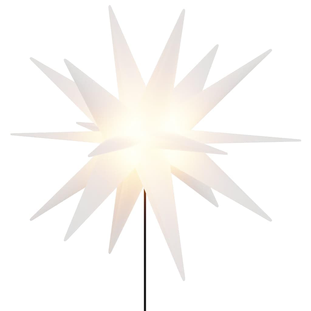 LED-Weihnachtssterne 3 Stück mit Erdspießen, Faltbar Weiß 35 cm, Timer Funktion, Wasserdicht IP44, Warmweißes Licht für Innen und Außen, Weihnachtsbeleuchtung für Garten Balkon Terrasse