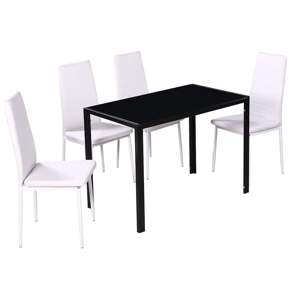 Ensemble Table à Manger 4 Chaises Verre Trempé Noir Blanc