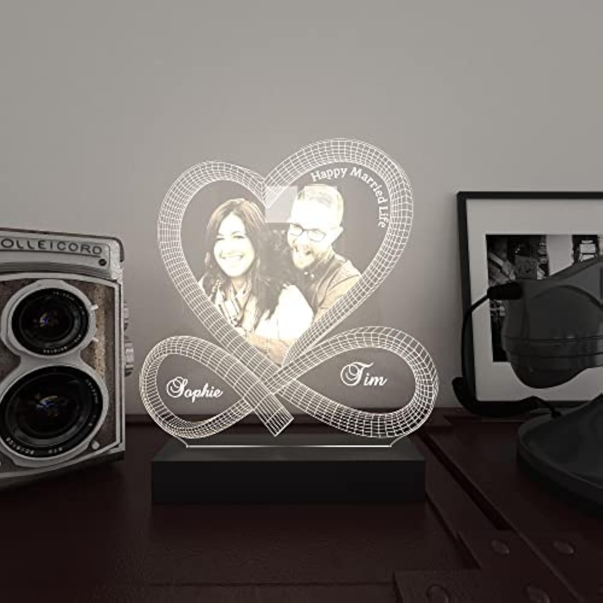 Infinity Heart Lamp, Customizable with Photo & Message