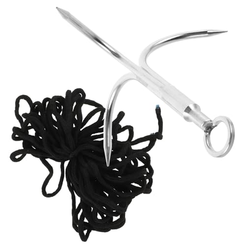 GAROZATION Grapple Hook Claw Hook Stainless Steel Three-Prong with 10m Rope for Outdoor Fishing and Rescue Random Color Random Color