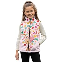 FishDing Zipper Vest Jacket for Kids Girls Sleeveless Gilet Coat Cartoon Giraffe Print Stand Collar Waistcoat Cute Pattern Fall Winter Outwear with Pockets Sportswear Clothing