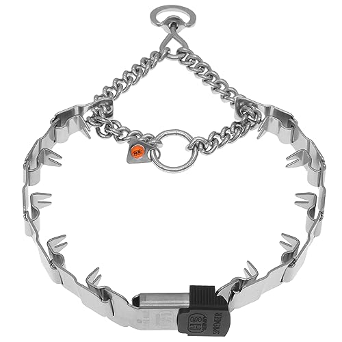 Herm Sprenger NeckTech Sport Stainless Steel Dog Training Prong Collar with ClicLock Buckle and Assembly Chain No-Pull Collar with Swivel D-Ring Made in Germany (20in (Neck Size up to 17in))