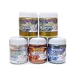 Matizadores metálicos comestibles 12g - Paquete con 5 piezas - Polvo dorado, plata, bronce, tornasol. Para repostería.