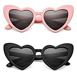 COASION 2 Pack Kids Polarized Heart Sunglasses Bendable Flexible Sunglasses Shades for Toddler Girls