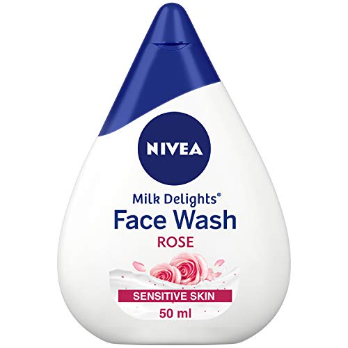 NIVEA Milk Delights Face Wash Caring Rosewater For Sensitive Skin 50ml, 50 ml