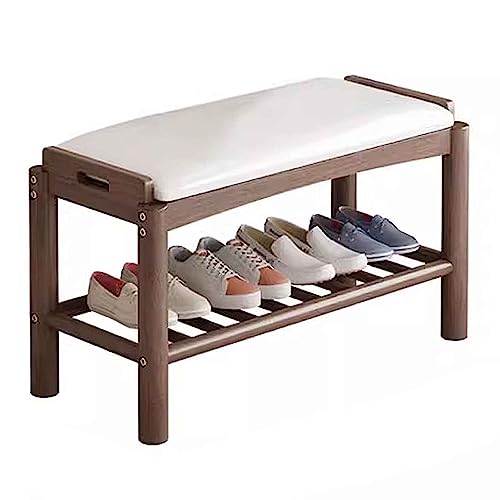 Petit banc d'entrée avec rangement pour chaussures en bois massif pour un couloir toujours ordonné