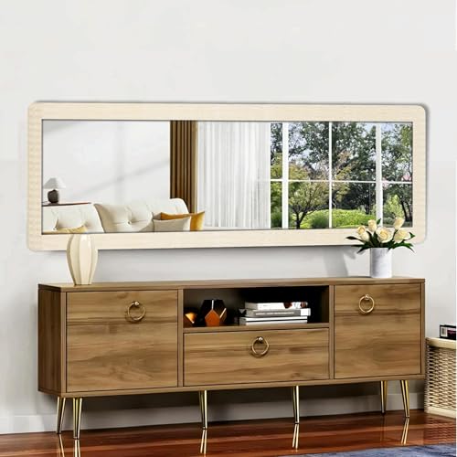 Image of Creative Arts n Frames 21 x 51 inch Full Length Dressing Chevel Long Fiber Wood Rectangular Framed HD Mirror Home Wall Living Room Decor Items (Highland Pine Finished Framed Mirror)