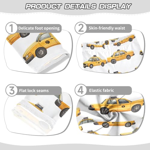 Boccsty Watercolor Black Yellow Taxis Car Girls Leggings Kids Yoga Pants Dance Active Tights 4T3